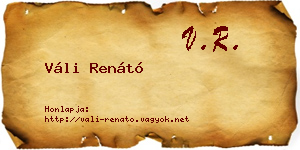 Váli Renátó névjegykártya